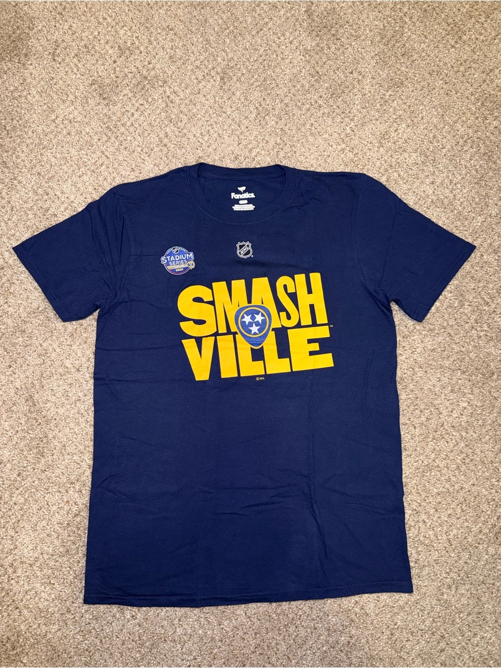 Filip Forsberg #9 Nashville Predators 2022 Stadium Series Smashville T-Shirt Med